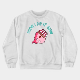 Oops Pink Cupcake Dropped Dessert Character Crewneck Sweatshirt